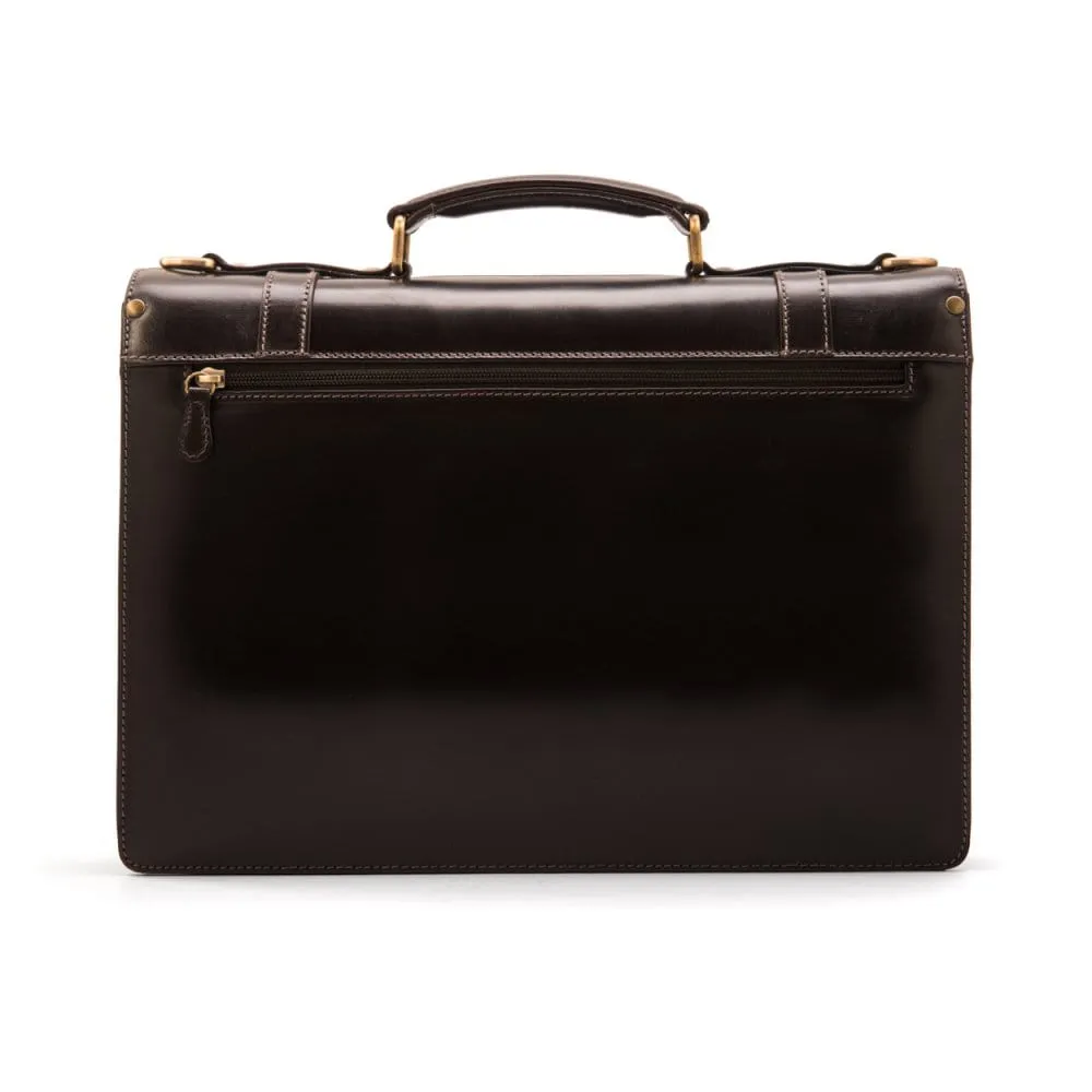 Bridle Leather Traditional Briefcase - Brown