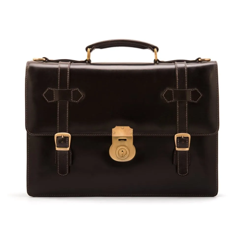 Bridle Leather Traditional Briefcase - Brown