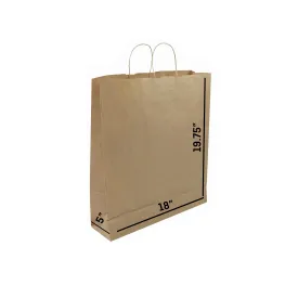 BROWN Large Paper Bags with Twisted Handles -VERA-18" x 5" x 19.75 H"