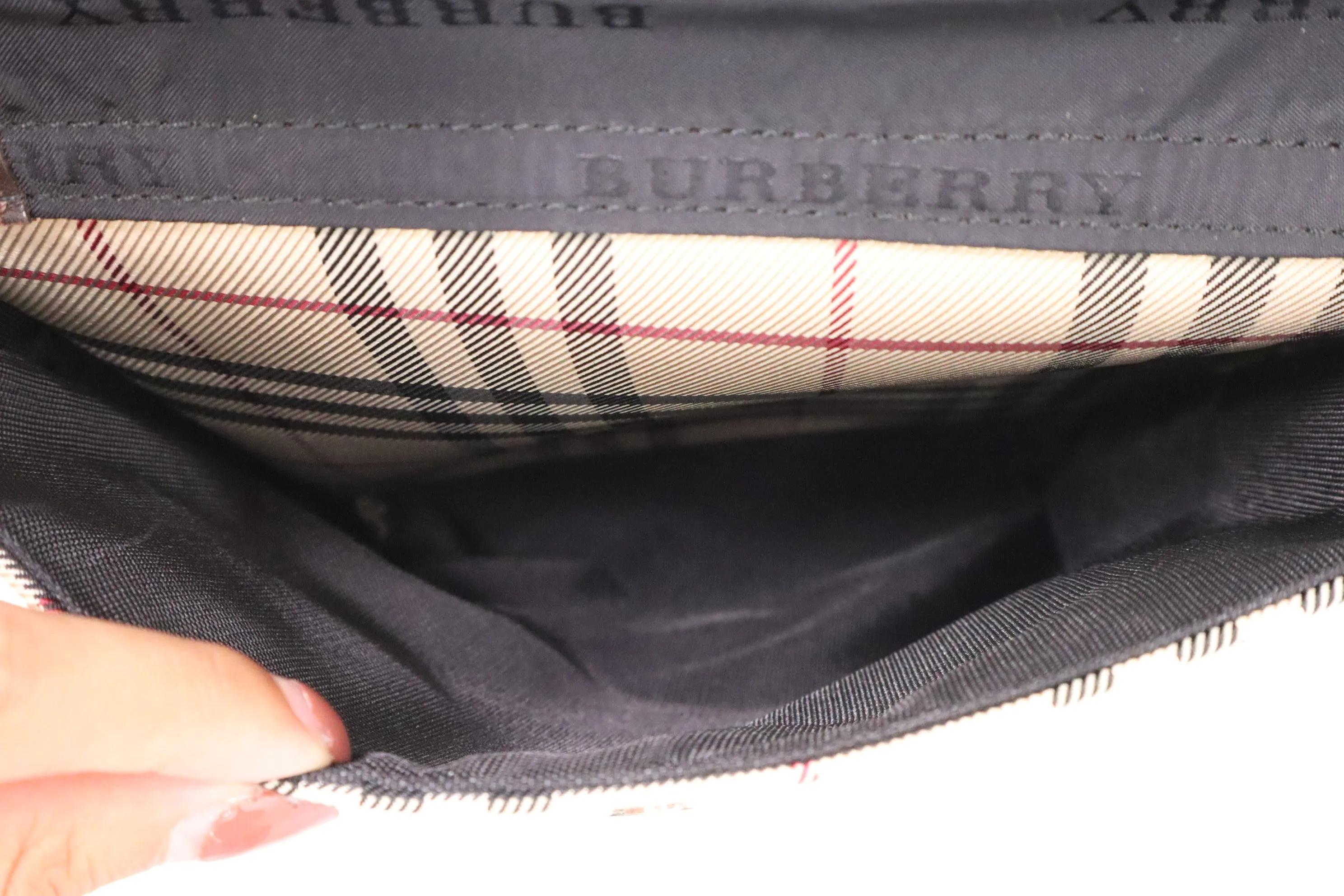 Burberry Laptop Bag in Beige Checked Canvas