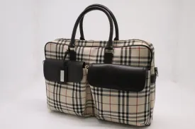 Burberry Laptop Bag in Beige Checked Canvas