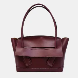 Burgundy Leather Arco Medium Top Handle Bag