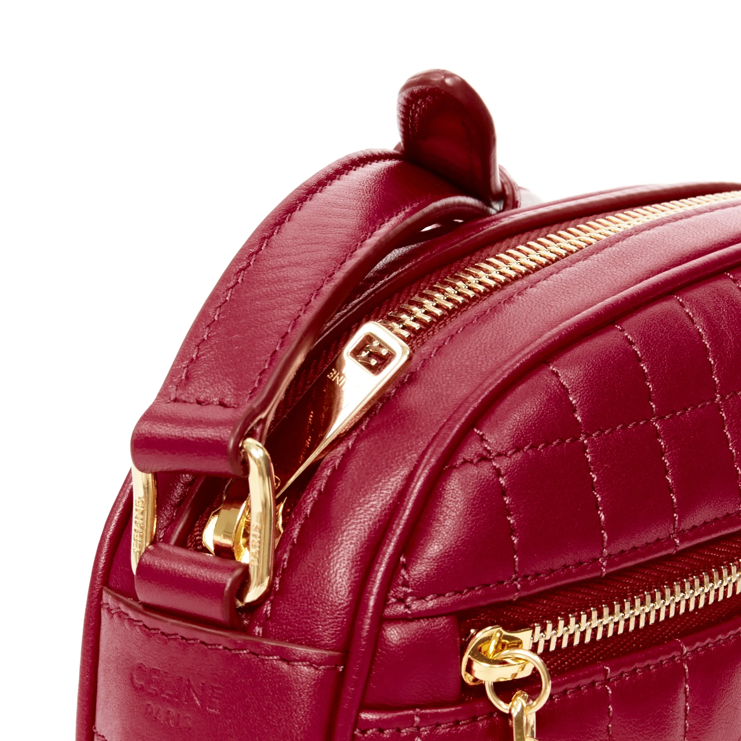 CELINE Hedi Slimane 2019 C Charm red quilted small crossbody camera bag