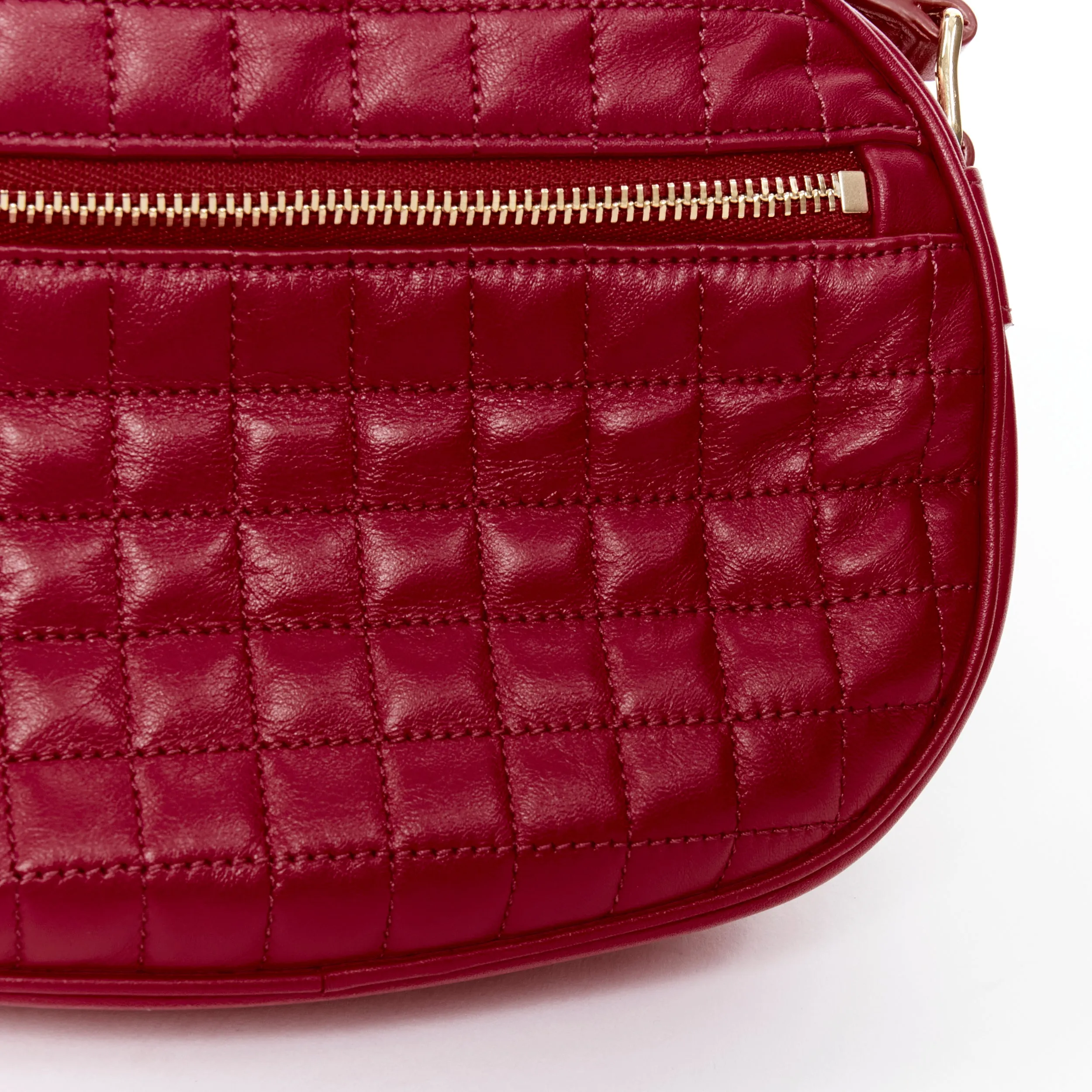 CELINE Hedi Slimane 2019 C Charm red quilted small crossbody camera bag