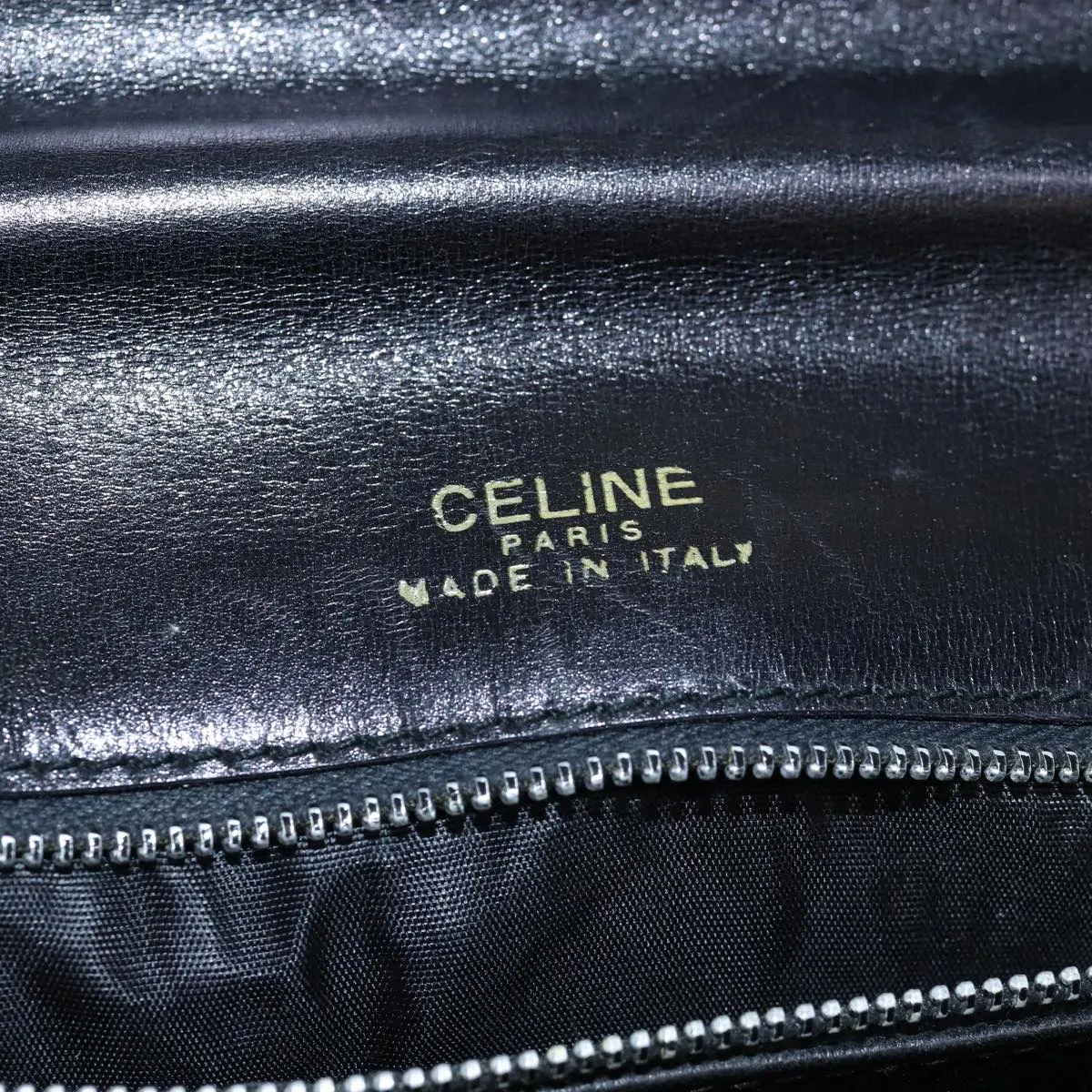 CELINE Horse Carriage Shoulder Bag Leather Black Auth bs14114