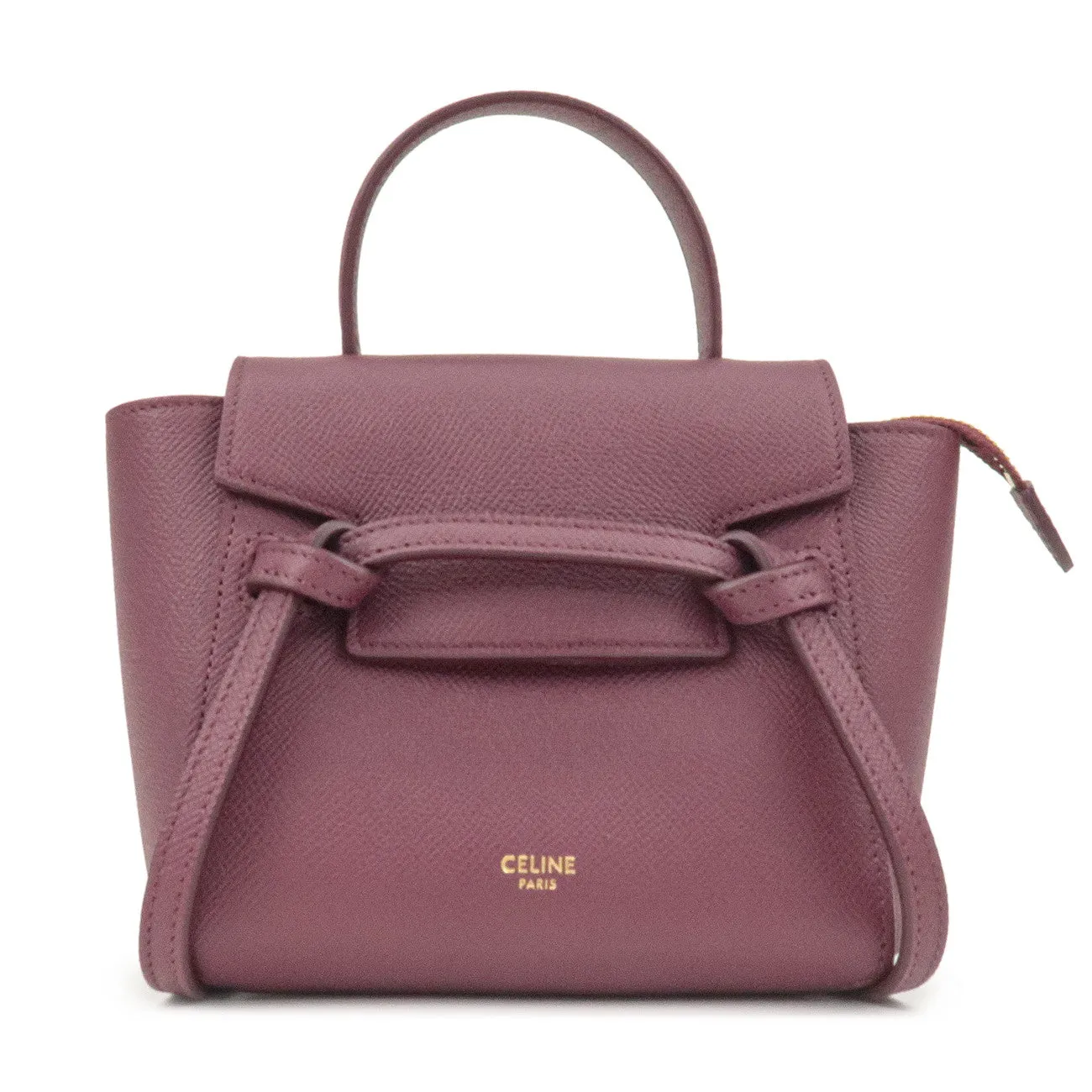 CELINE Leather Pico Belt Bag 2Way Shoulder Bag Bordeaux 194263