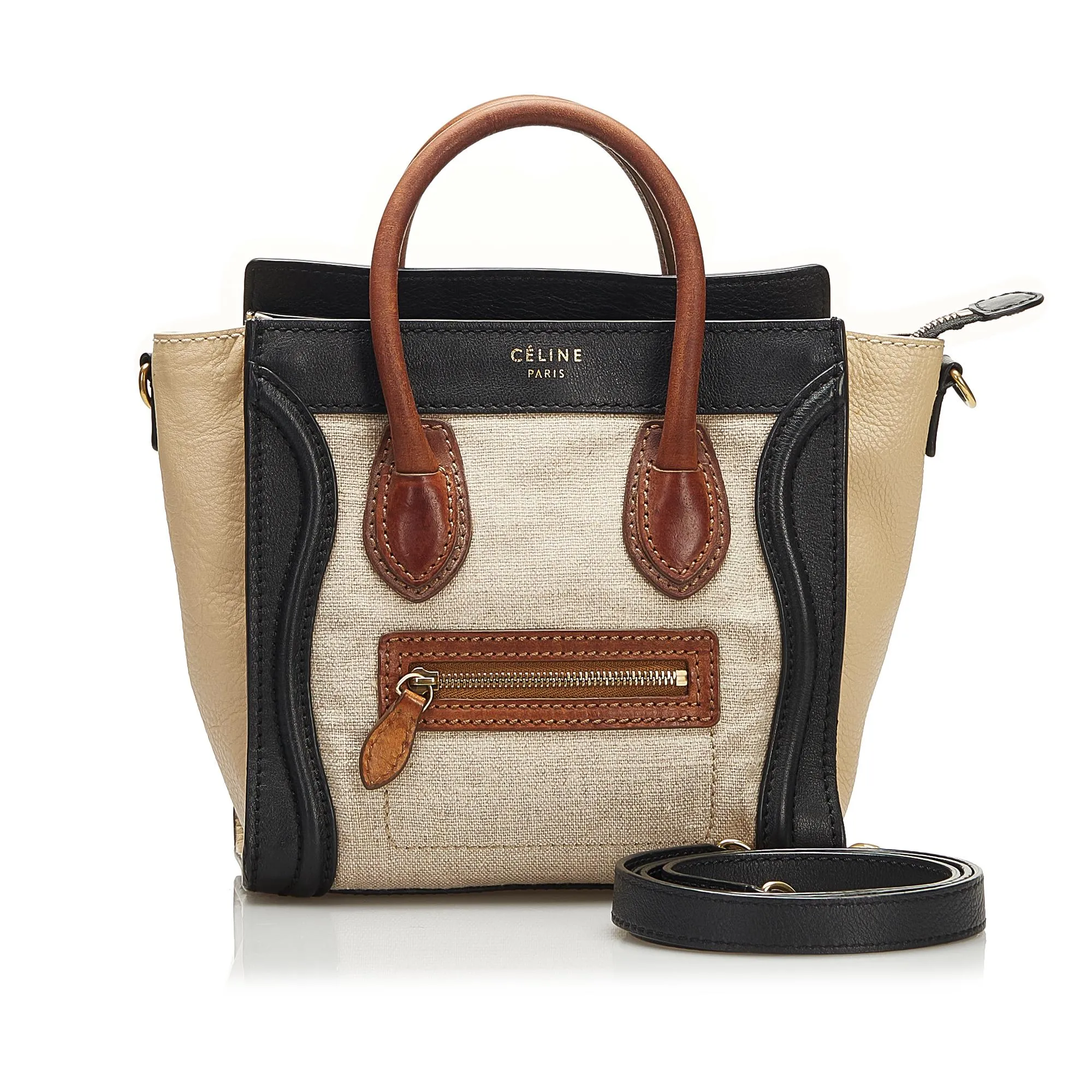 Celine Luggage Tote Tricolor Satchel