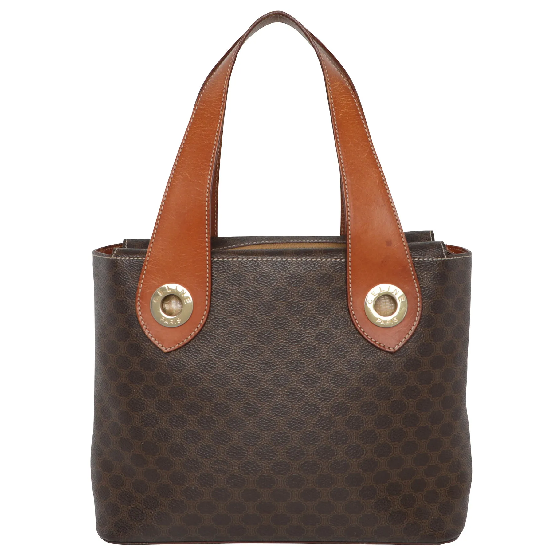 Celine Y2K Macadam Monogram Leather Shoulder Tote Top Handle Bag