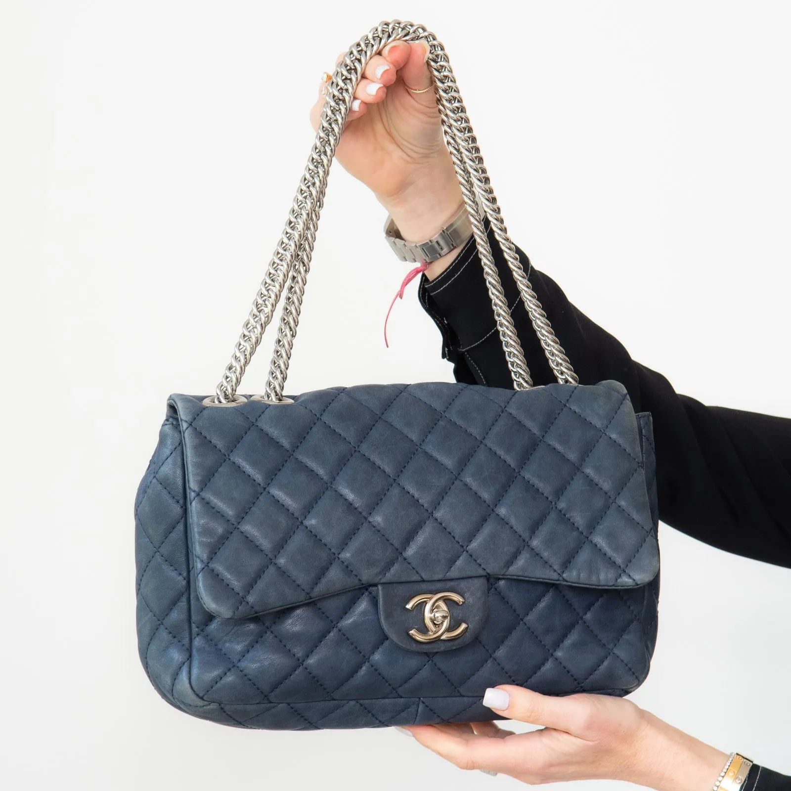 Chanel Blue Leather Single Flap Shoulder Bag