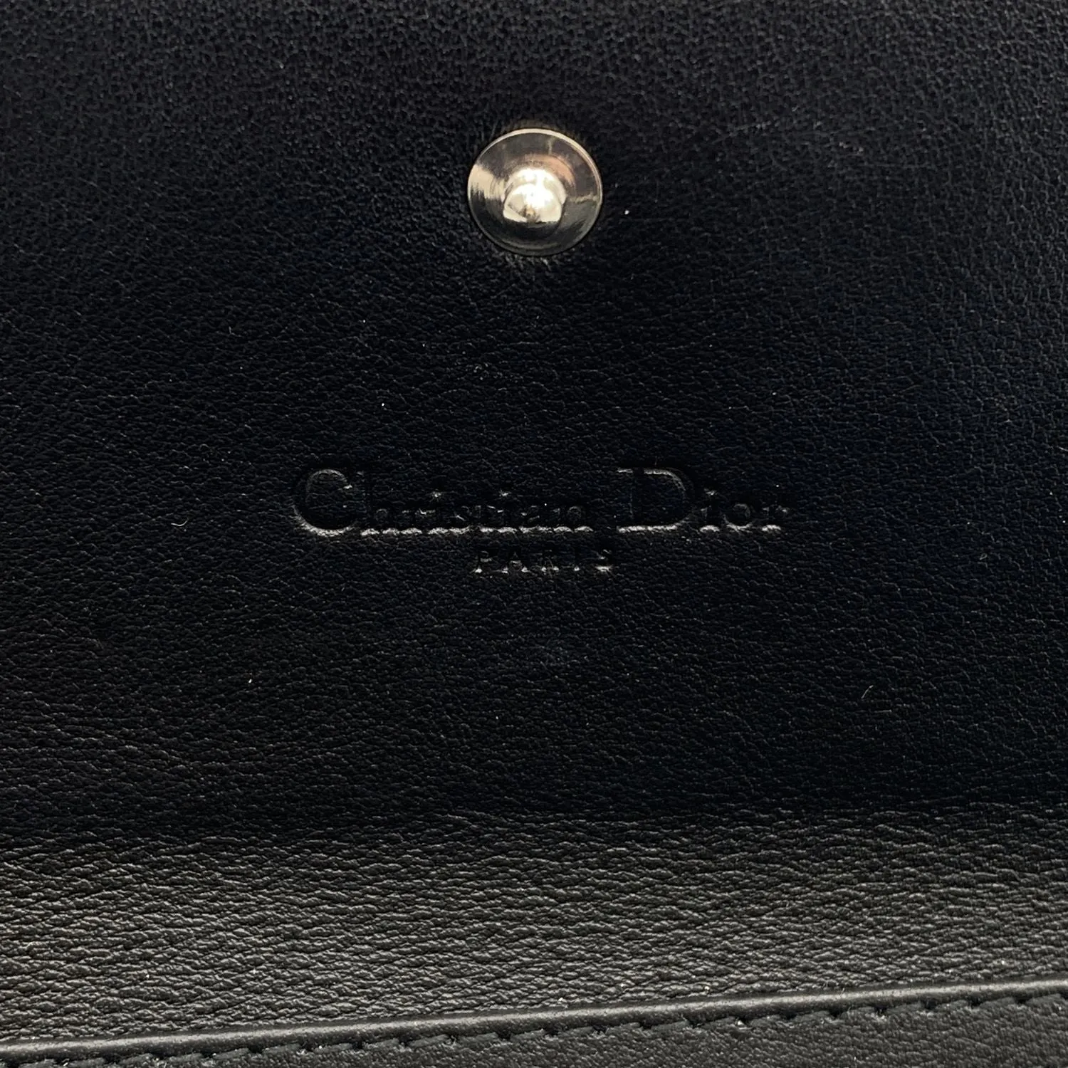 CHRISTIAN DIOR Black Patent Leather Clutch Pochette Lady Dior Bag