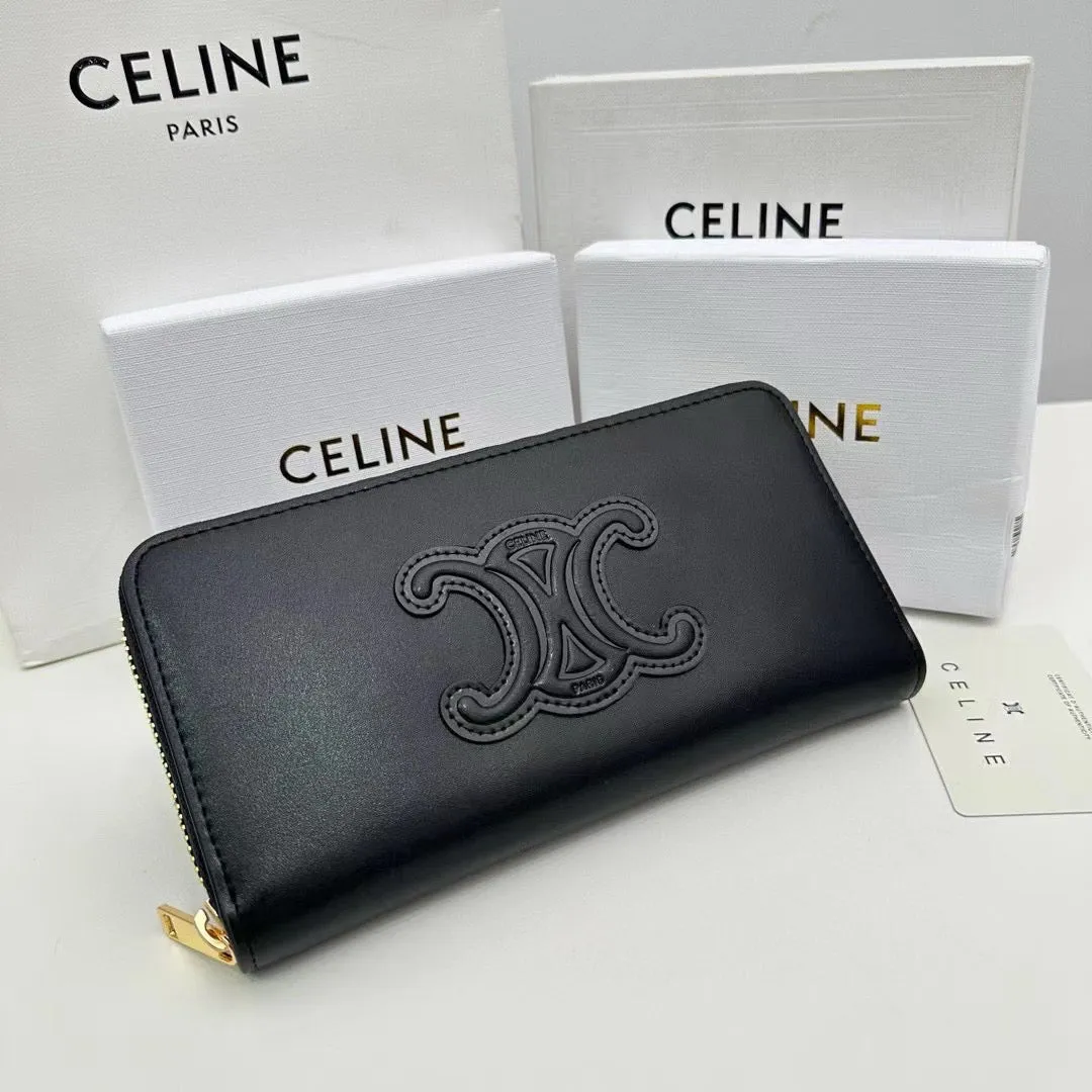 CL128 Large Zipped Wallet Cuir Triomphe / 7 x 4 x 1 IN