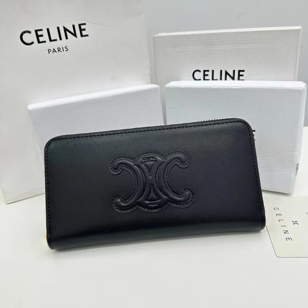 CL128 Large Zipped Wallet Cuir Triomphe / 7 x 4 x 1 IN