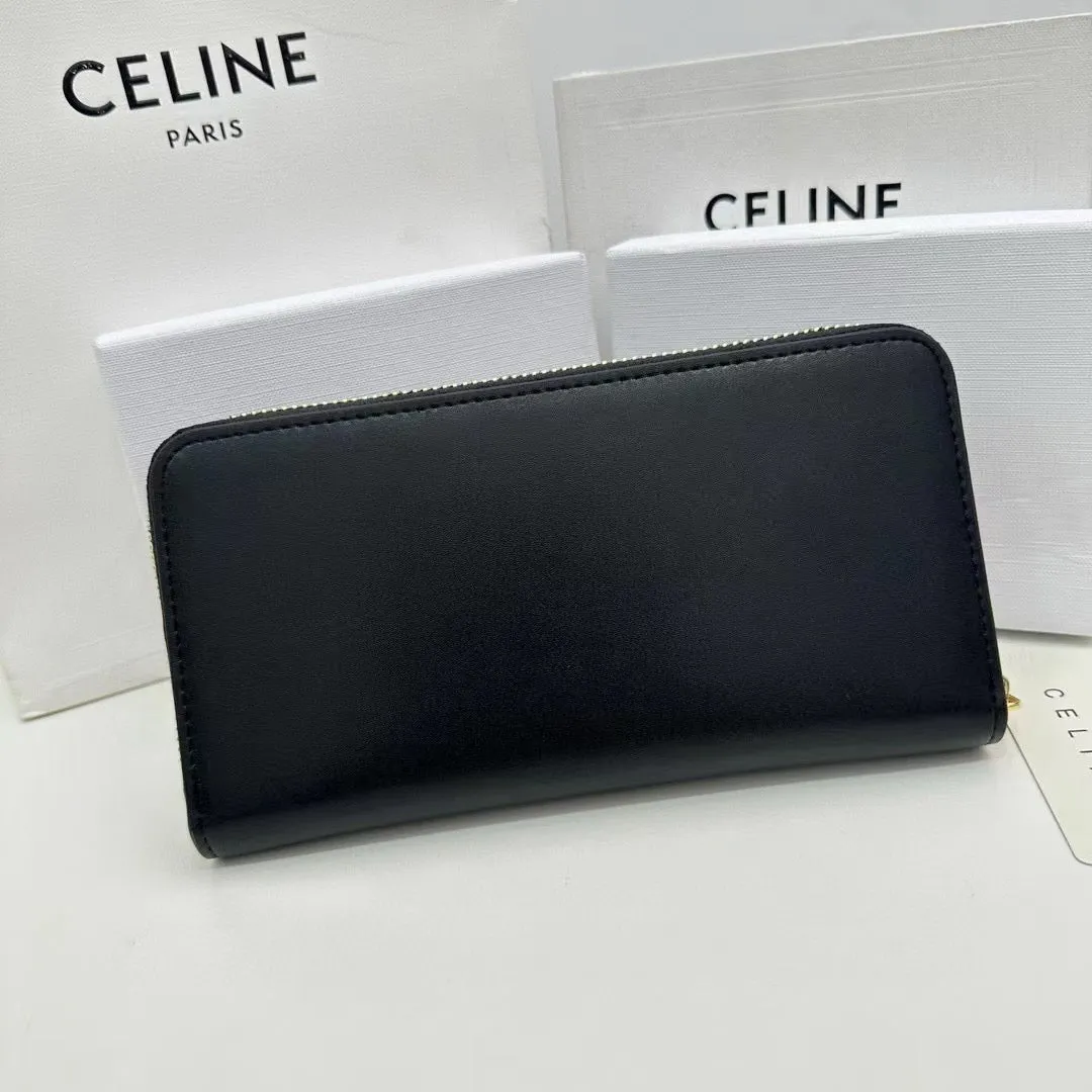 CL128 Large Zipped Wallet Cuir Triomphe / 7 x 4 x 1 IN