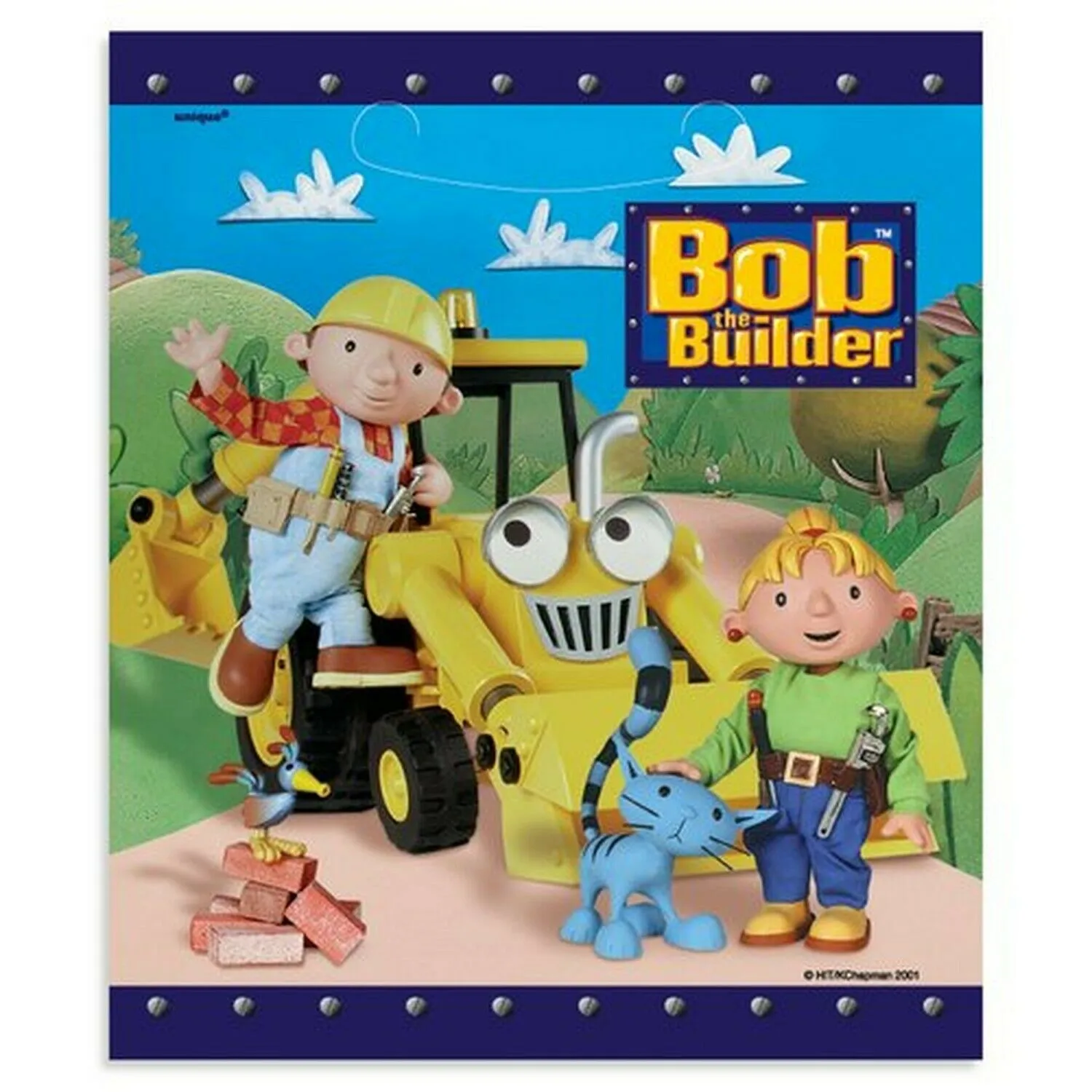 Classic Bob The Builder Wendy & Scoop Blue Party Loot Plastic Gift Bag 8 CT