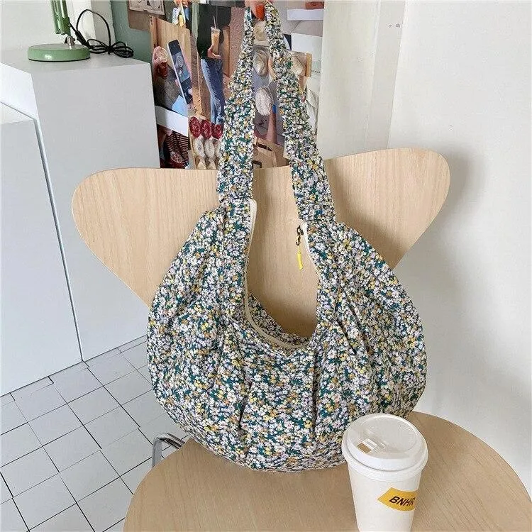 Classic Fashionable Women's Floral Print Cotton Crossbody Bags For Shopping