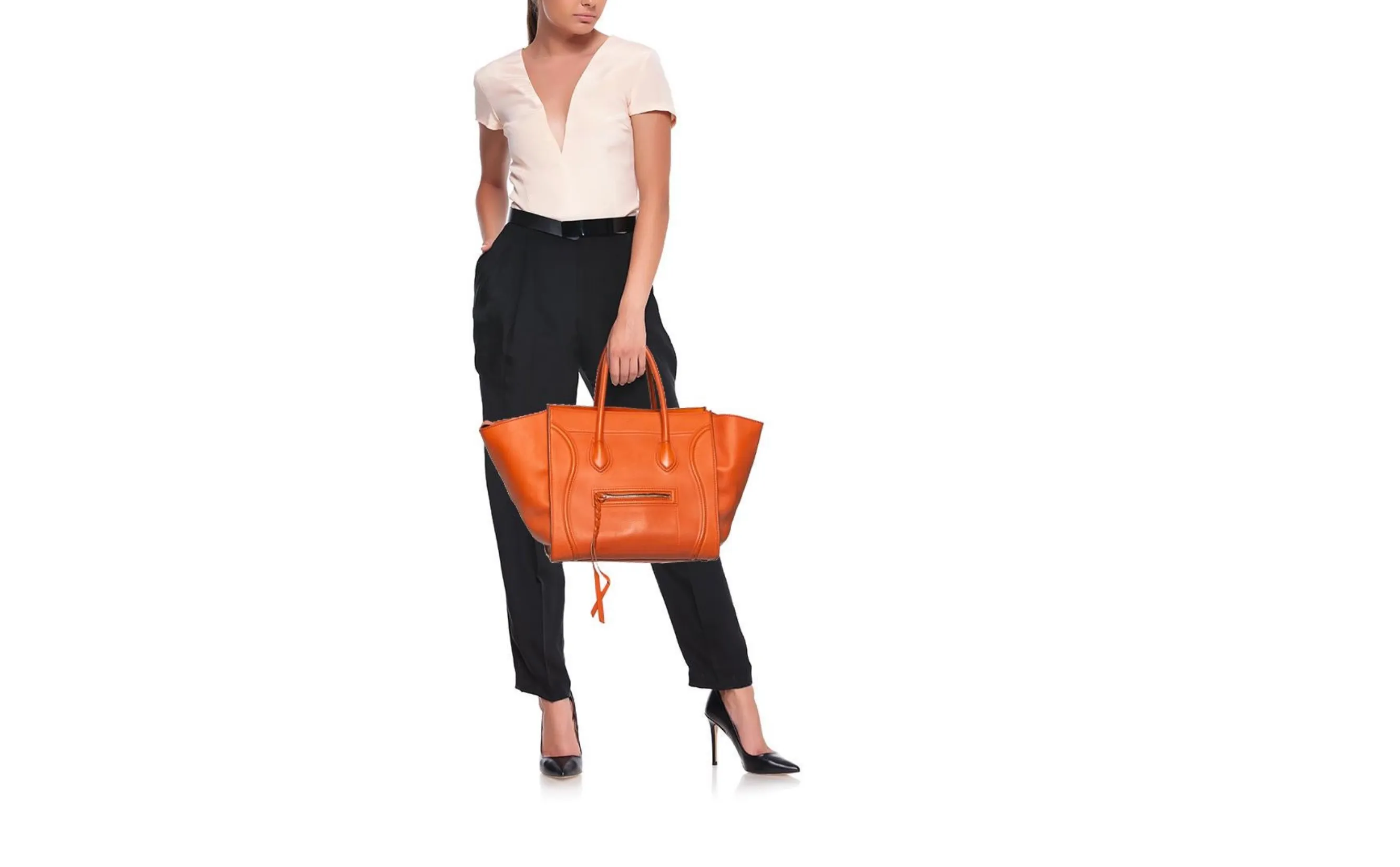 CÉLINE CALFSKIN PHANTOM LUGGAGE TOTE BURNT ORANGE