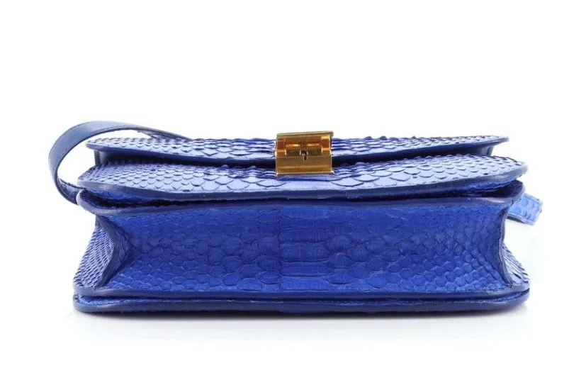 CÉLINE ROYAL BLUE PYTHON MEDIUM FLAP BAG