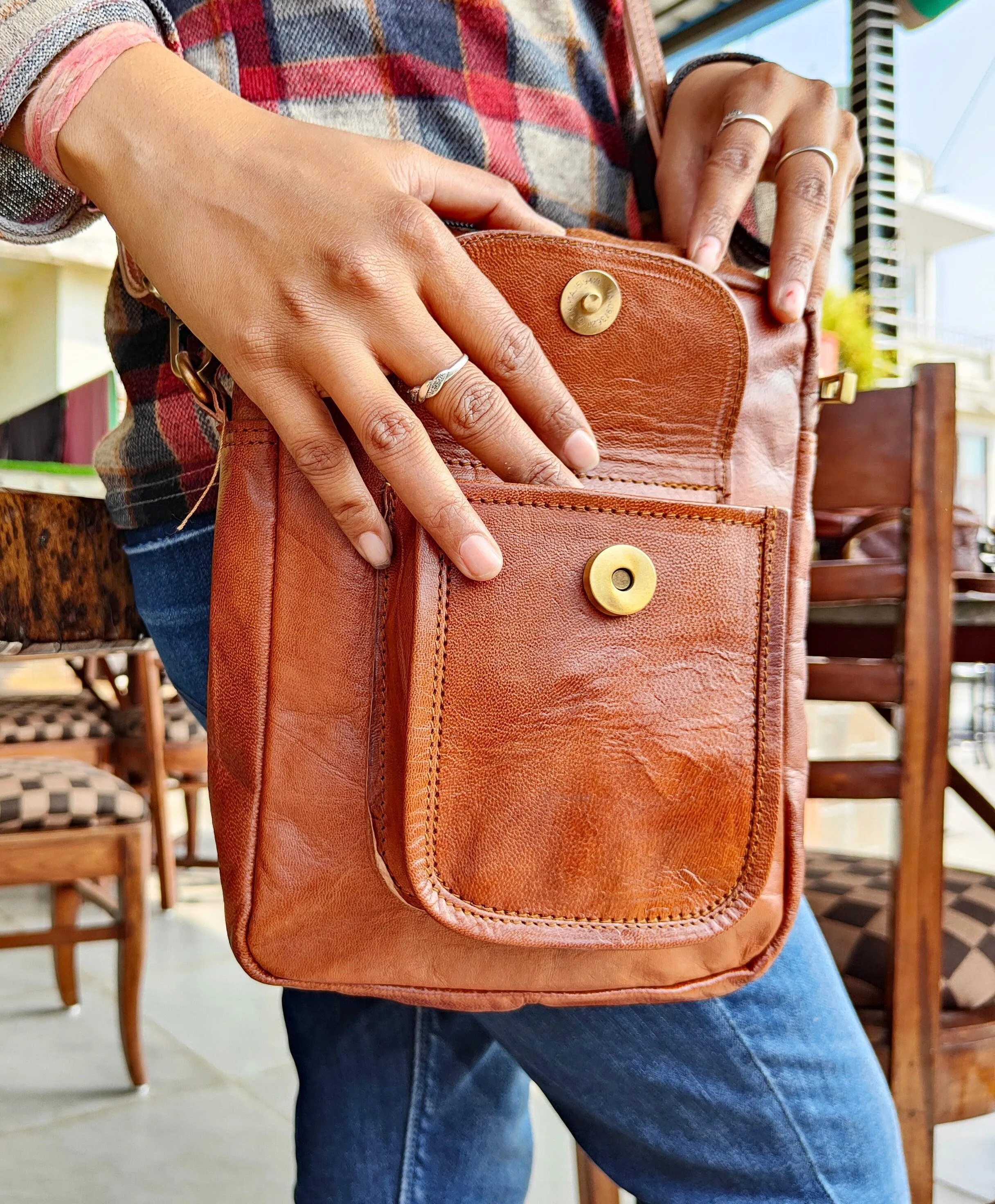 Combo Of 2 Leather Messenger Bag And Small Sling Bag