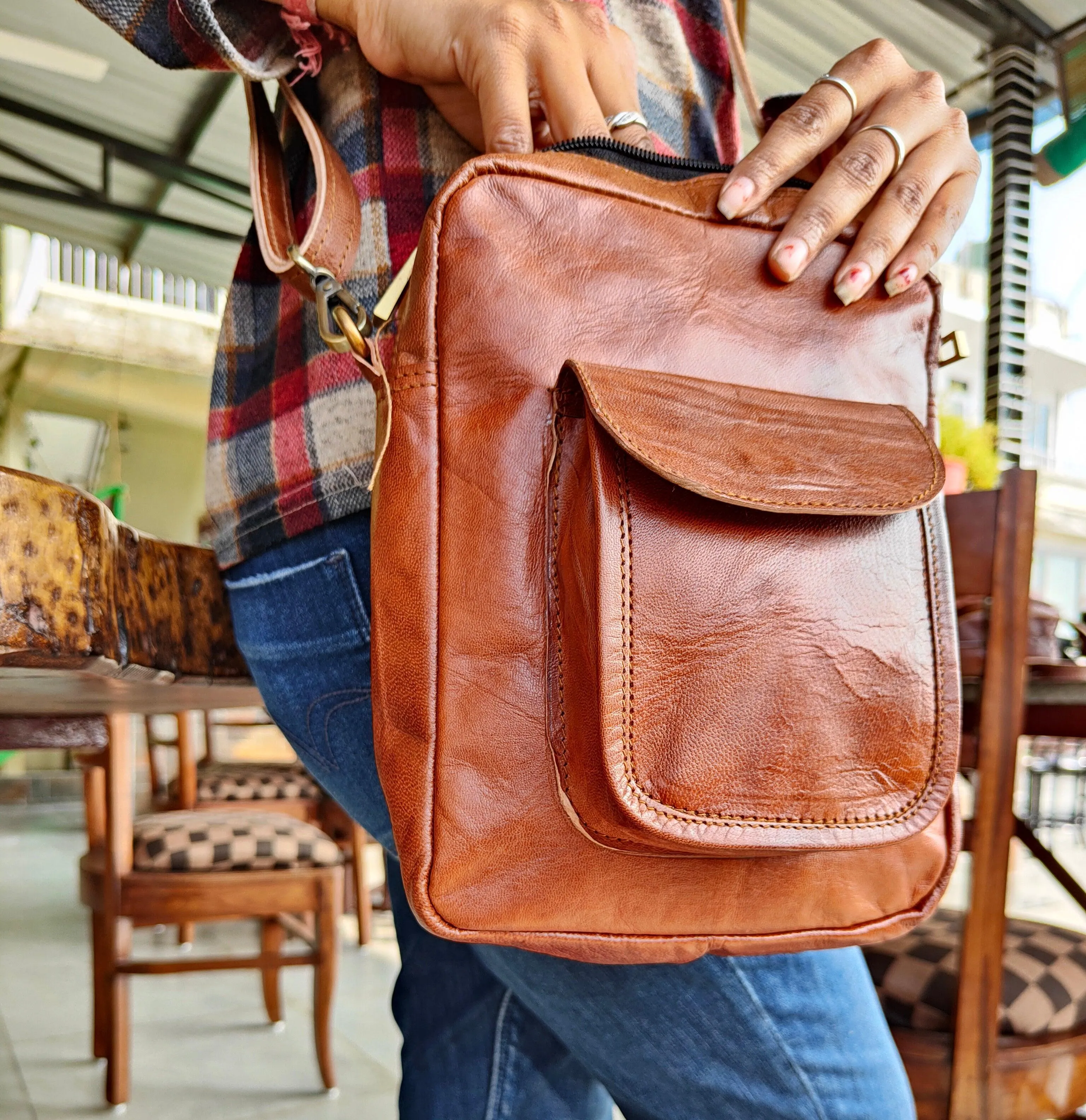 Combo Of 2 Leather Messenger Bag And Small Sling Bag