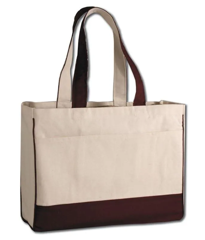 Cotton Canvas Tote Bag with Inside Zipper Pocket