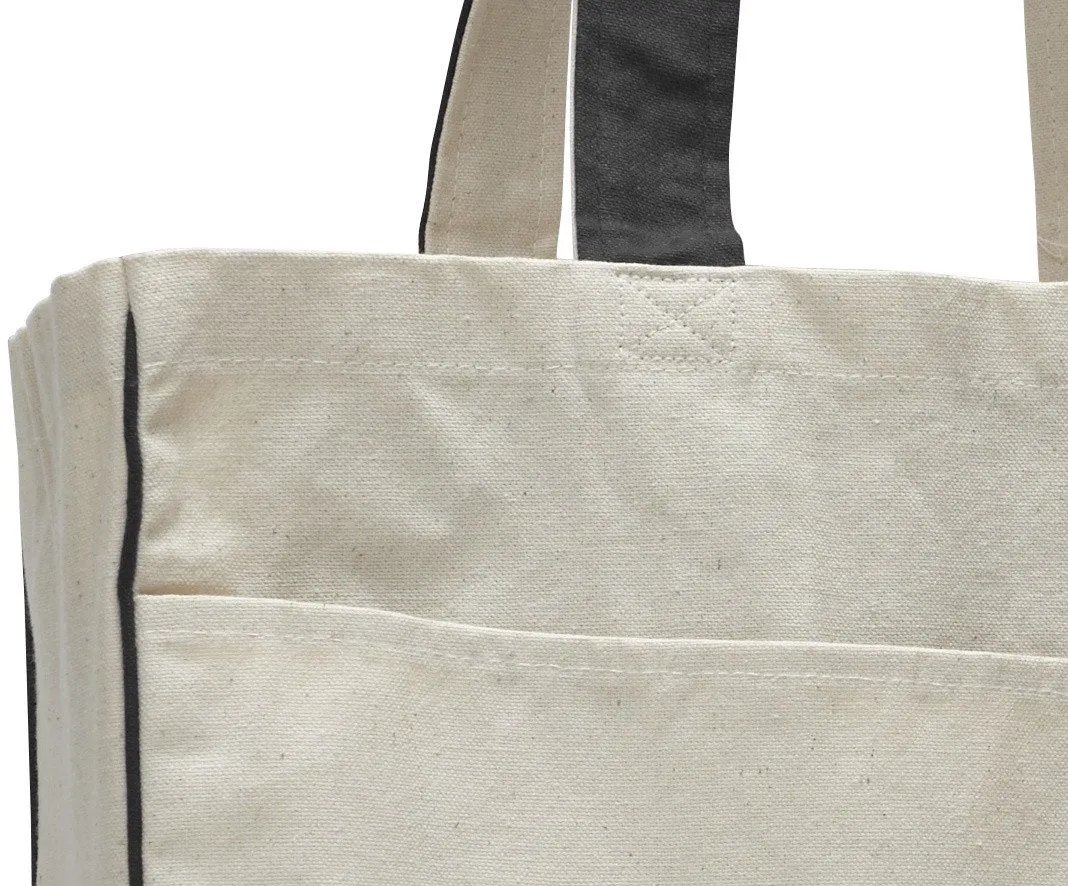 Cotton Canvas Tote Bag with Inside Zipper Pocket