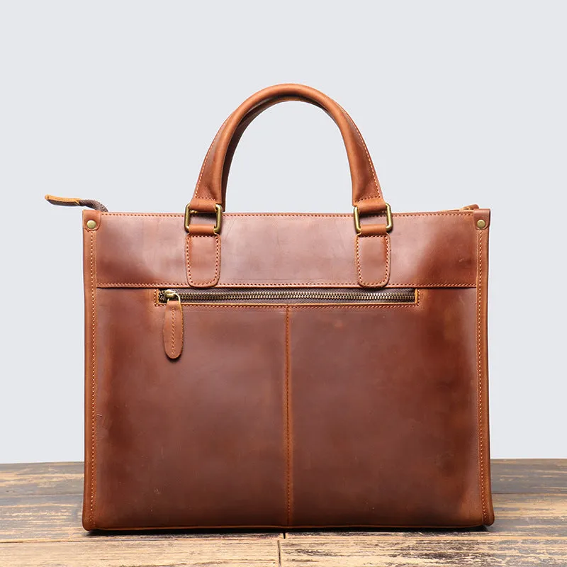 Crazy Horse Leather Briefcase Vintage Business Messenger Bag