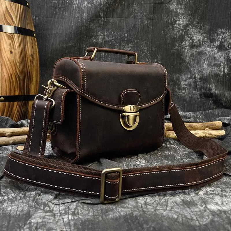 Crazy Horse Leather Dslr Camera Bag Genuine Leather Travel