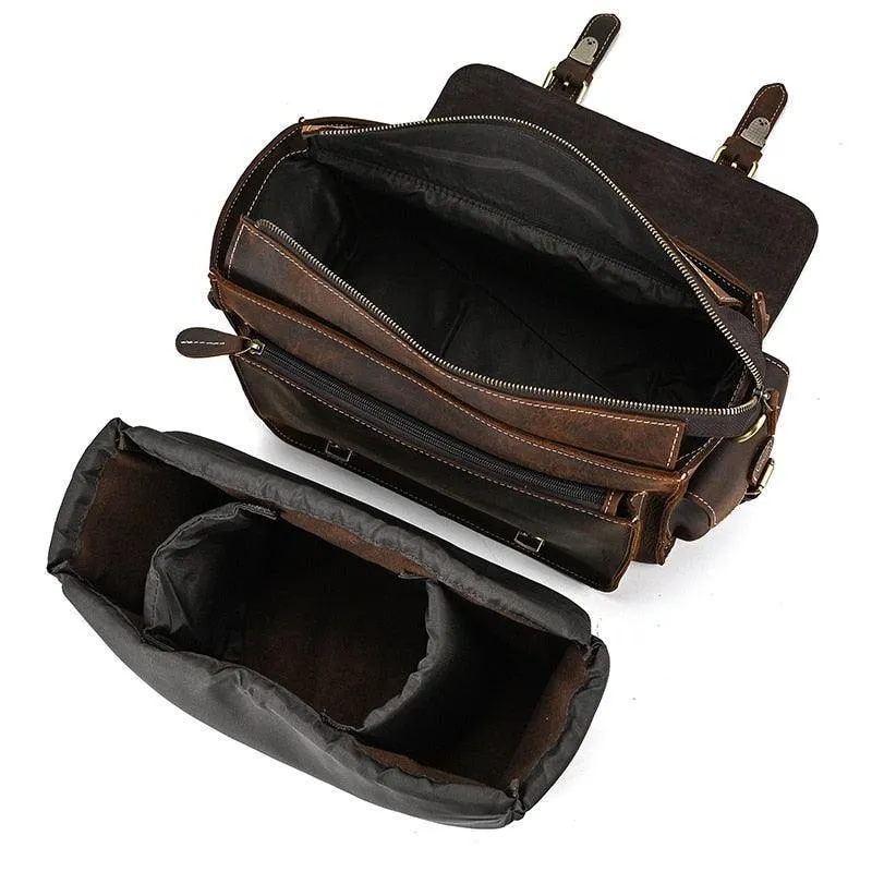 Crazy Horse Leather Shoulder Bag Vintage Camera Bags In