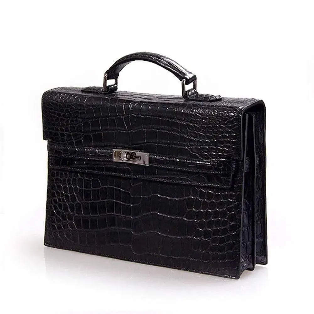 Crocodile  Leather Briefcase For Men