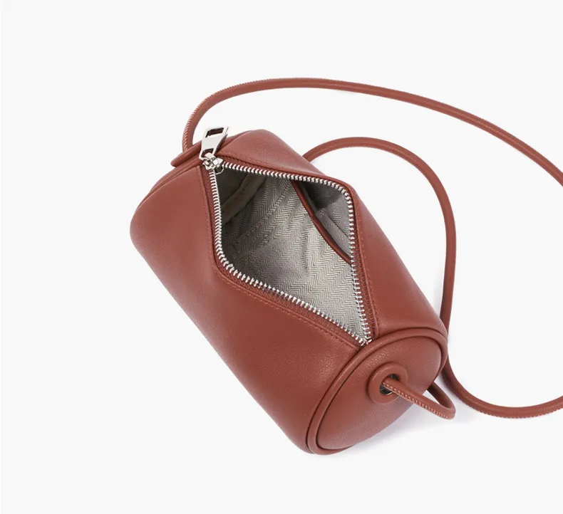 Cute Samll Simple Leather Shoulder Bucket Bags 9815