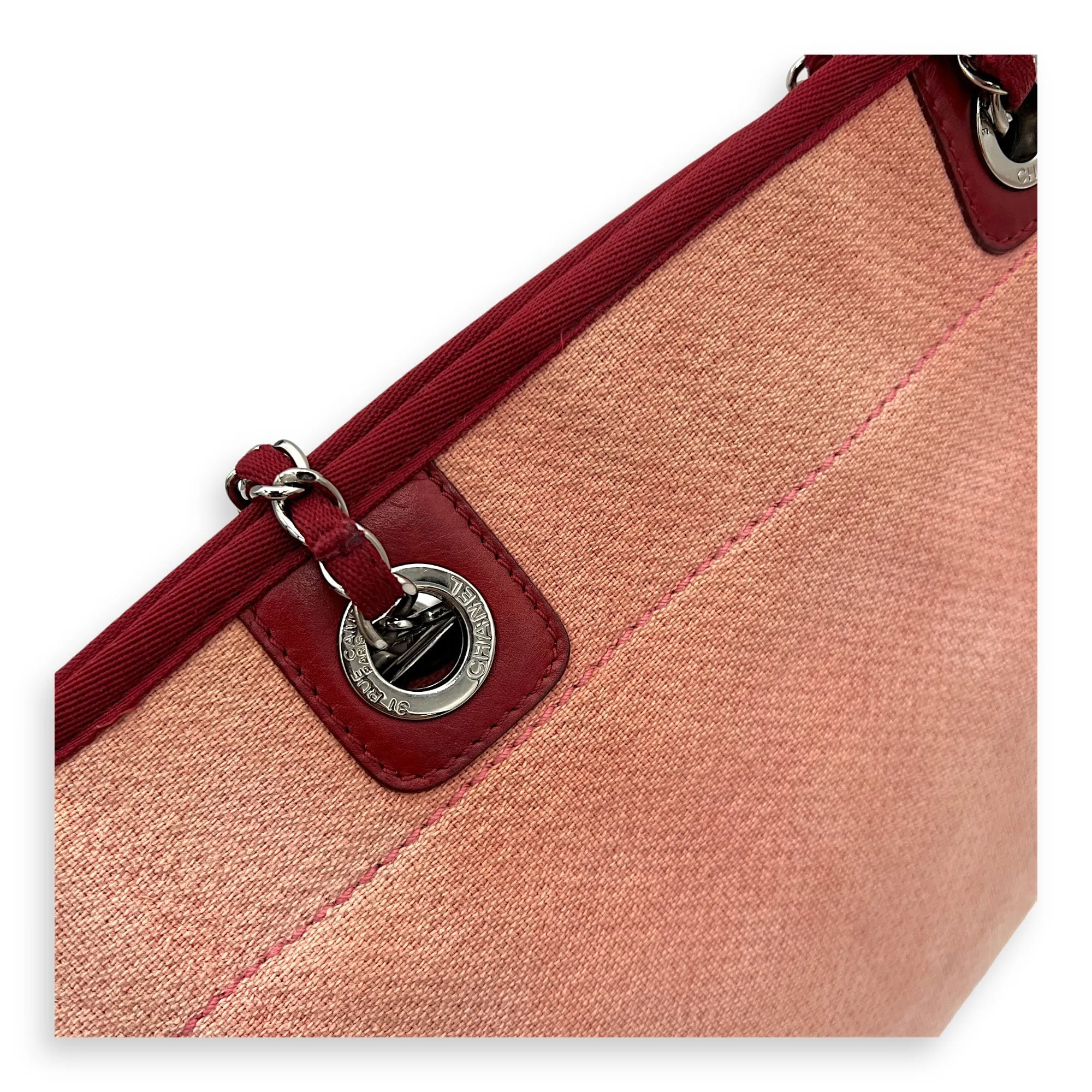 Deauville Tote Bag Red in Canvas, Silver hardware