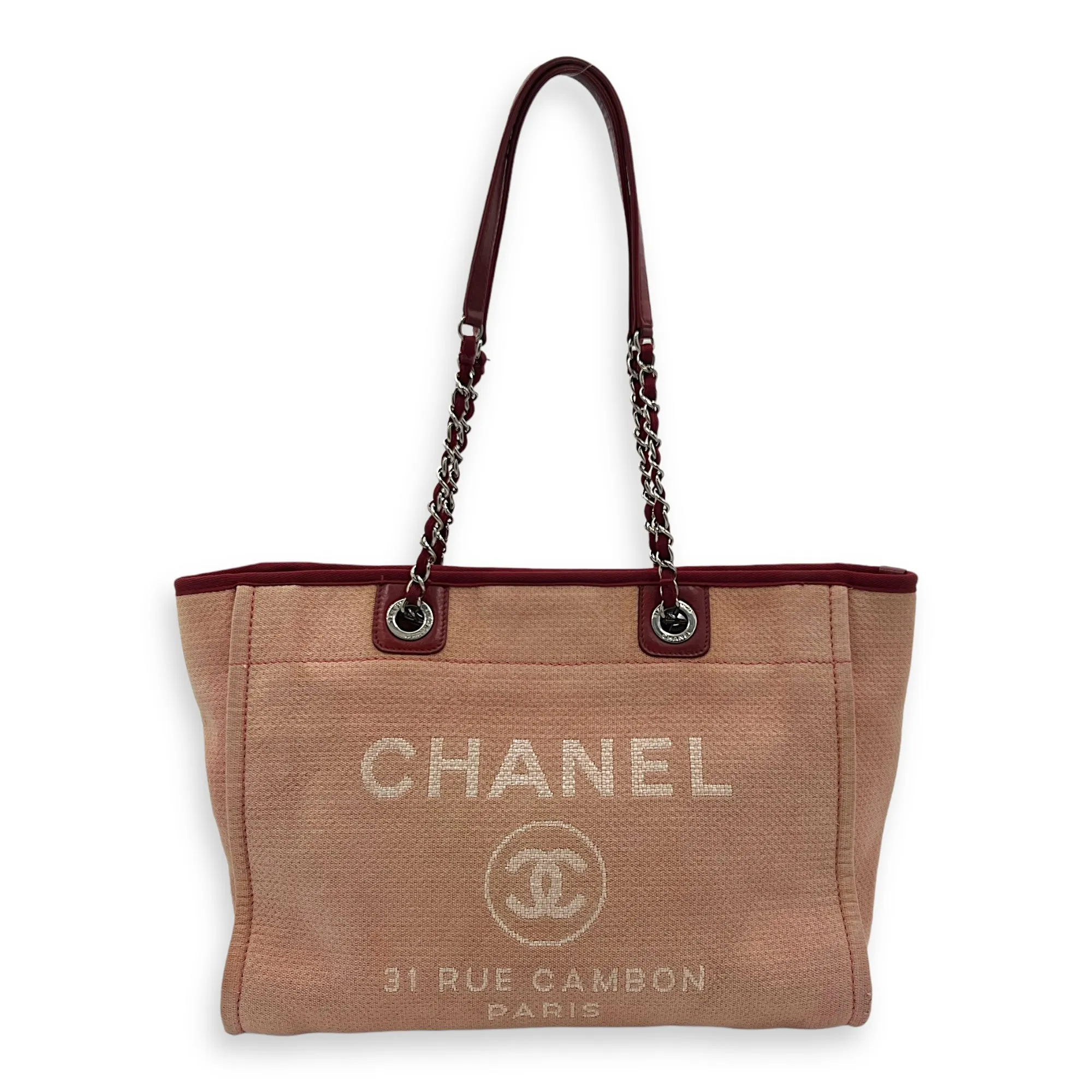 Deauville Tote Bag Red in Canvas, Silver hardware