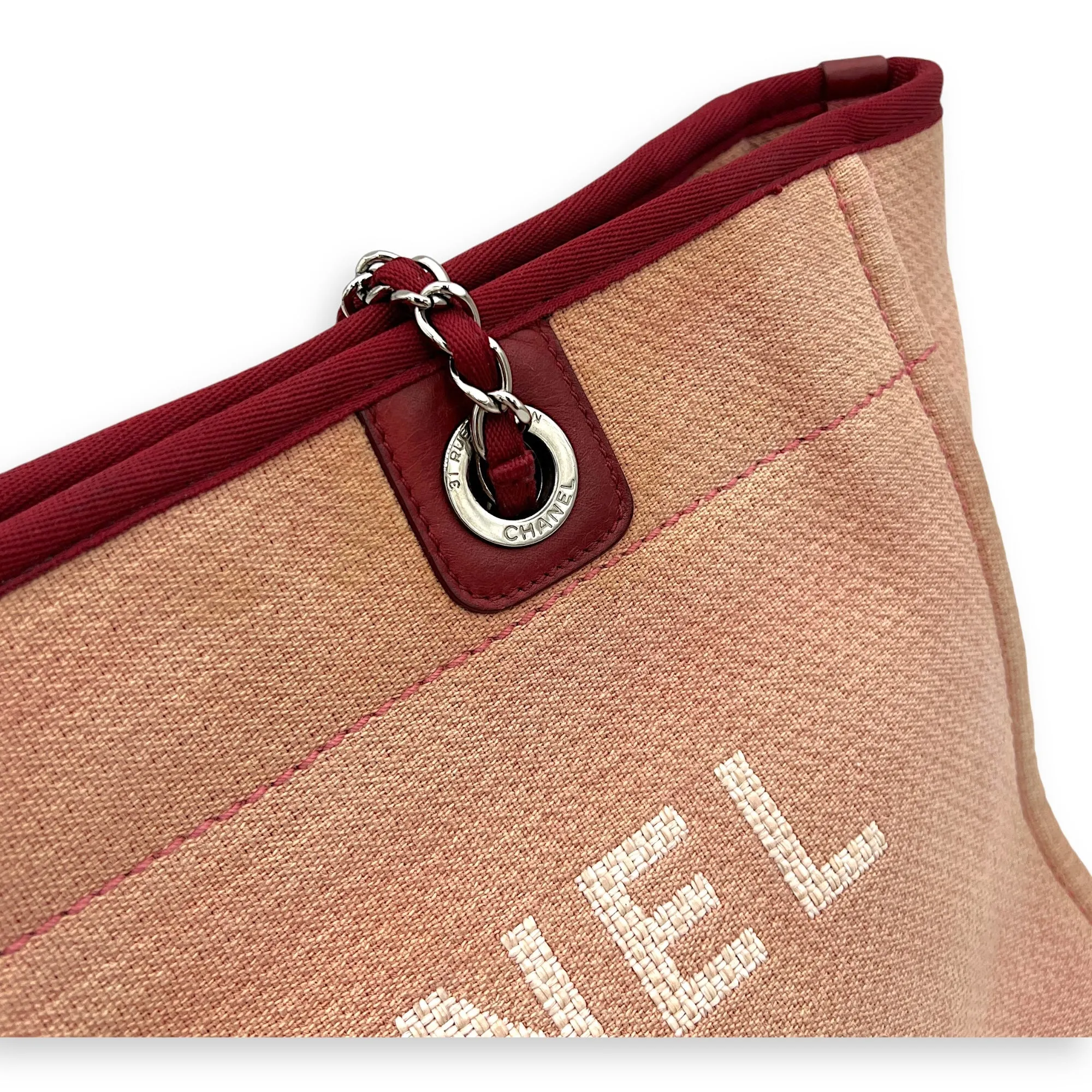 Deauville Tote Bag Red in Canvas, Silver hardware