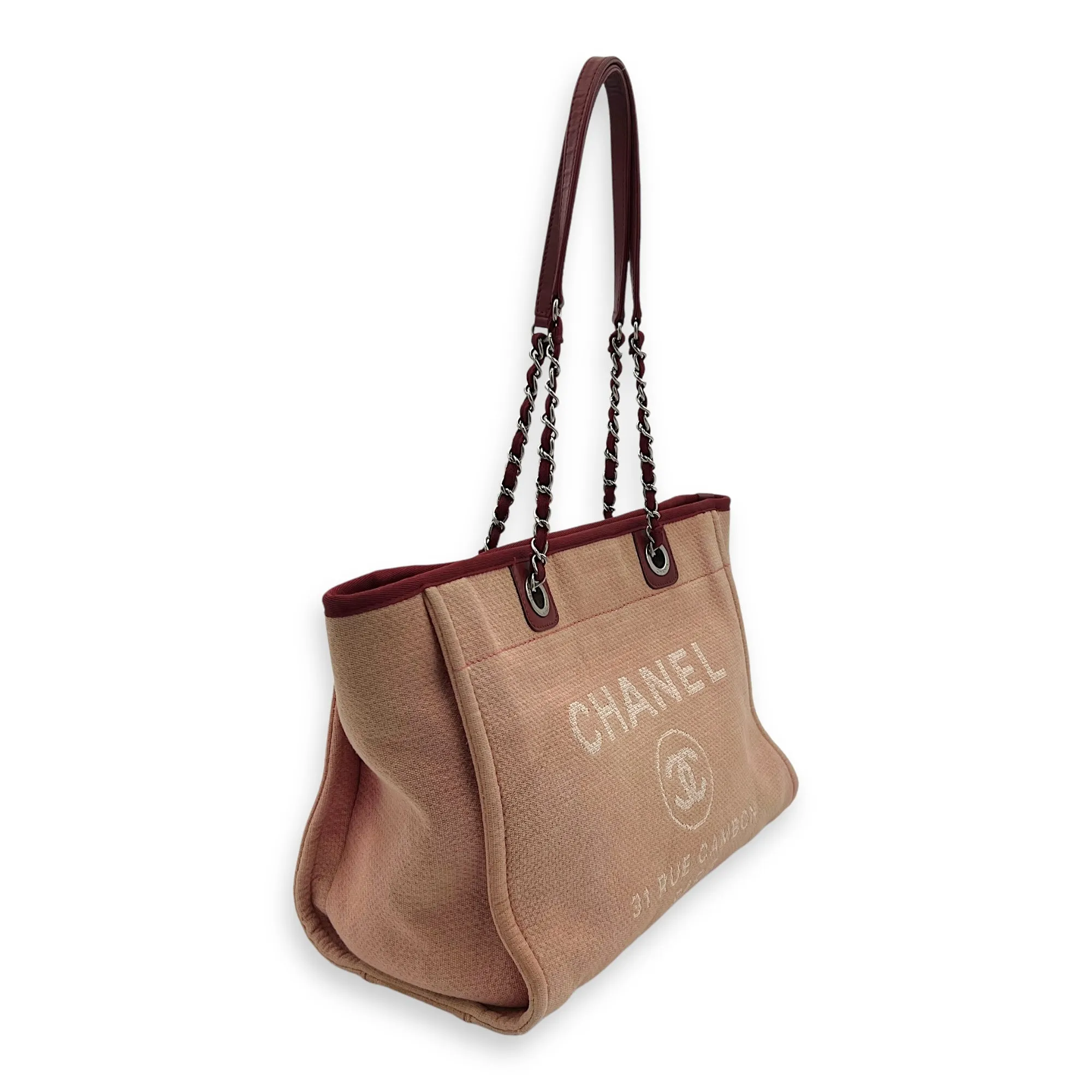 Deauville Tote Bag Red in Canvas, Silver hardware