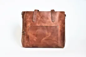 Distressed leather Tote Handbag - non zipper