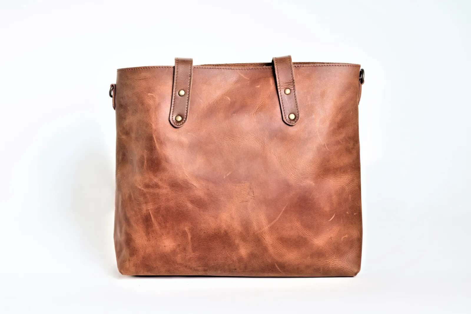 Distressed leather Tote Handbag - non zipper