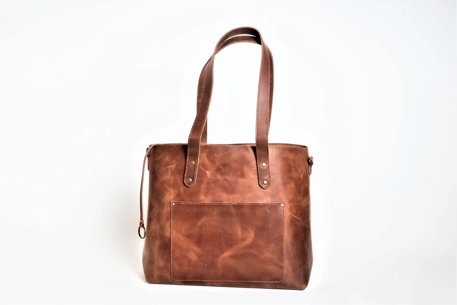 Distressed leather Tote Handbag - non zipper