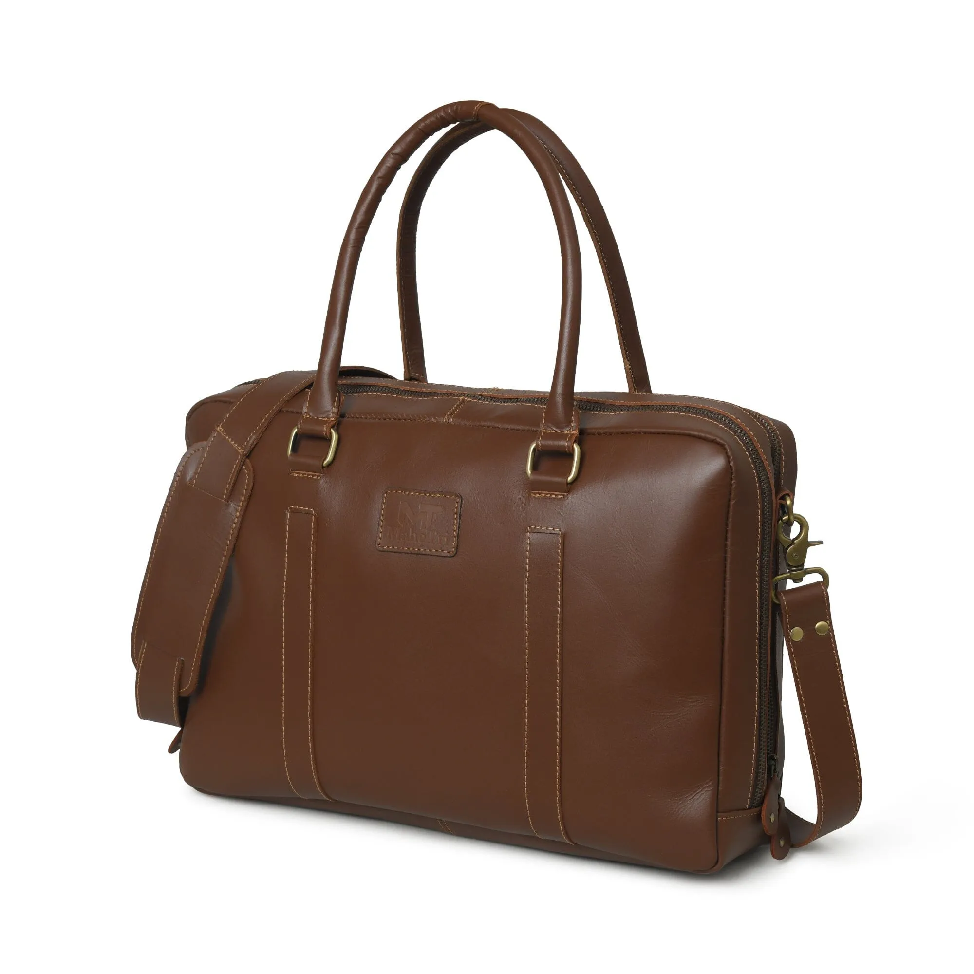 Dixon Brown Buffalo Leather Laptop Office Briefcase