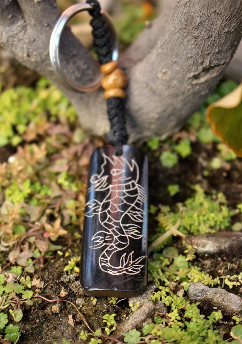 Dragon Carved Rectangular Keychain