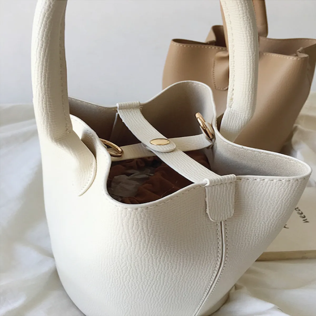 Elena Handbags Chic Leather Bucket Bag