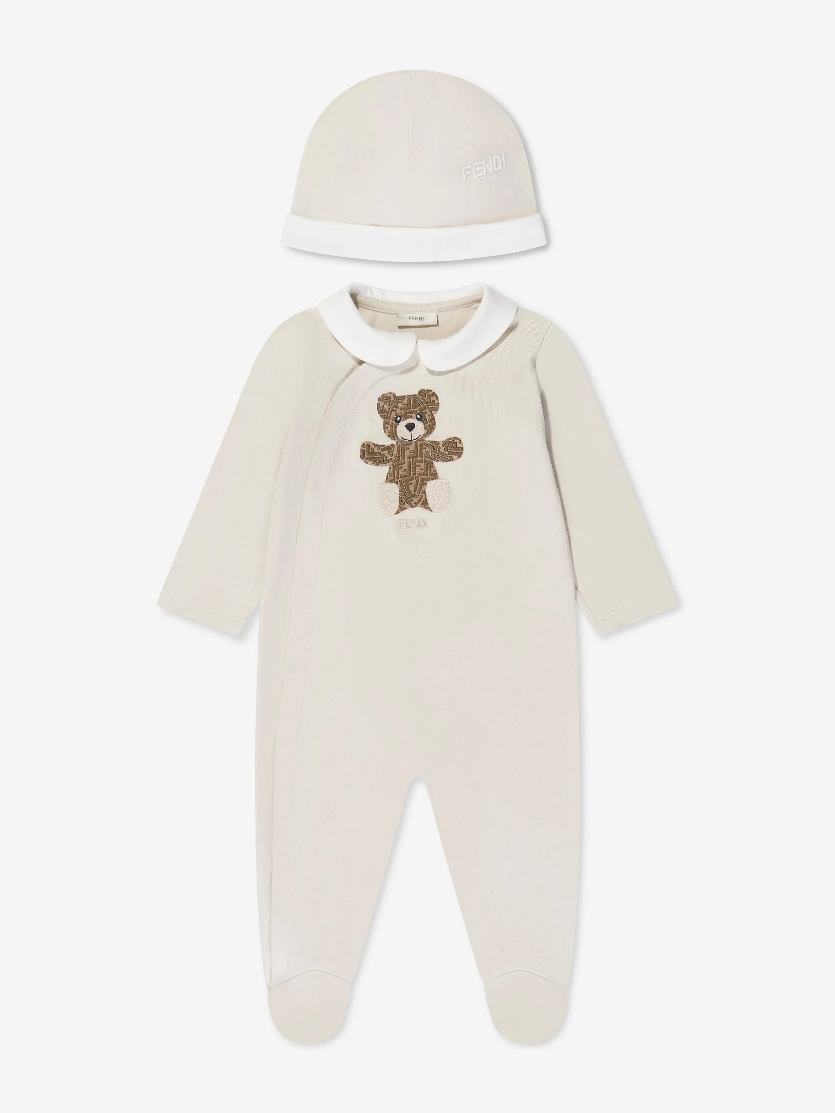 Fendi Baby Bear Babygrow Gift Set (2 Piece) in Beige