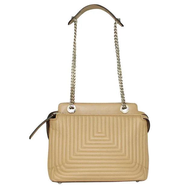 FENDI Beige Quilted Dotcom Shoulder Bag