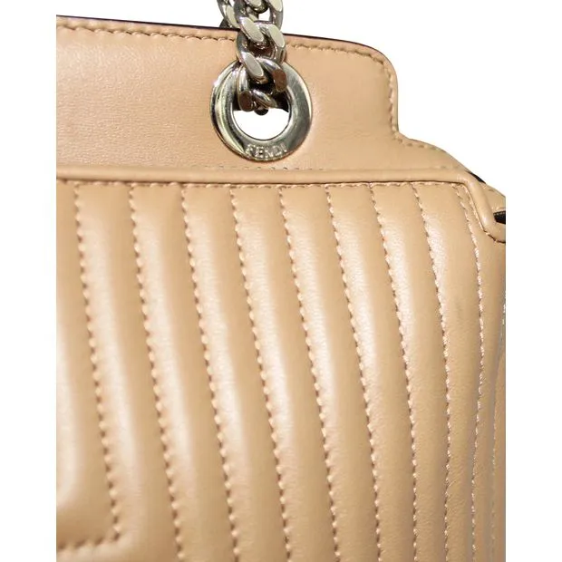 FENDI Beige Quilted Dotcom Shoulder Bag