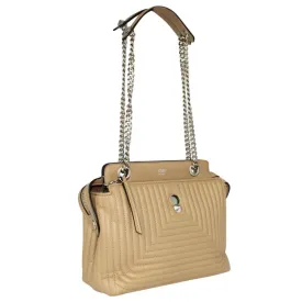 FENDI Beige Quilted Dotcom Shoulder Bag