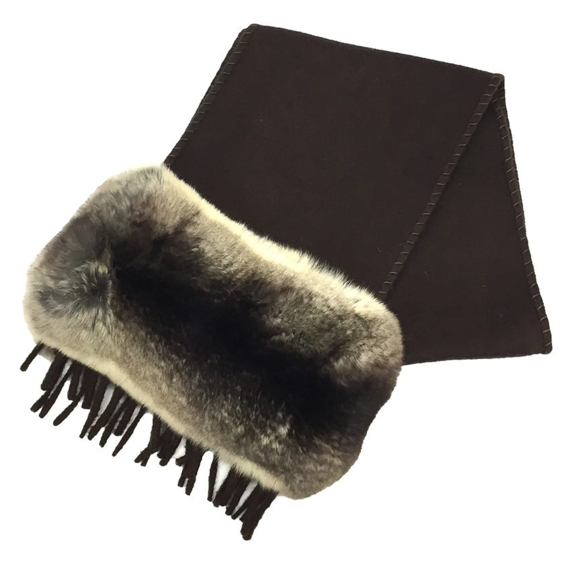 FENDI cashmere fur muffler brown ladies