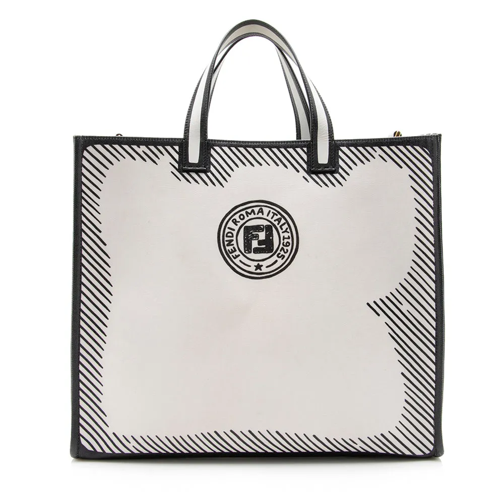 Fendi Coated Canvas Vetrifi Shopping Small Tote (SHF-15005)