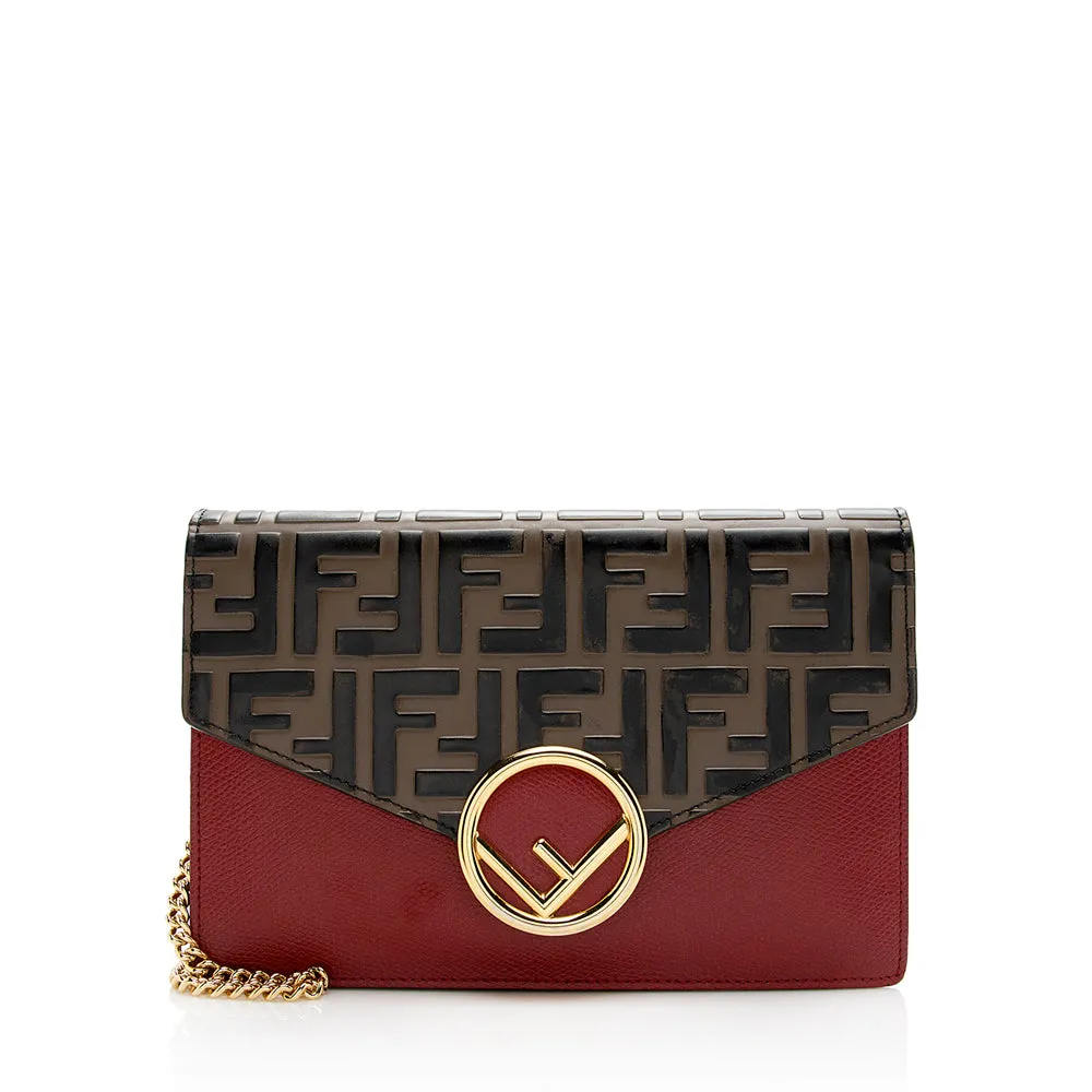 Fendi FF Embossed Calfskin Wallet on Chain Mini Bag (SHF-20480)