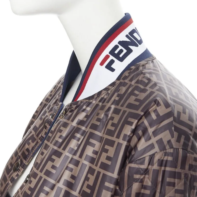 FENDI FILA reversible colorblocked silk Zucca monogram bomber jacket IT38 XS