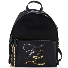 FENDI Karligraphy Backpack Nylon with Studded Leather Large