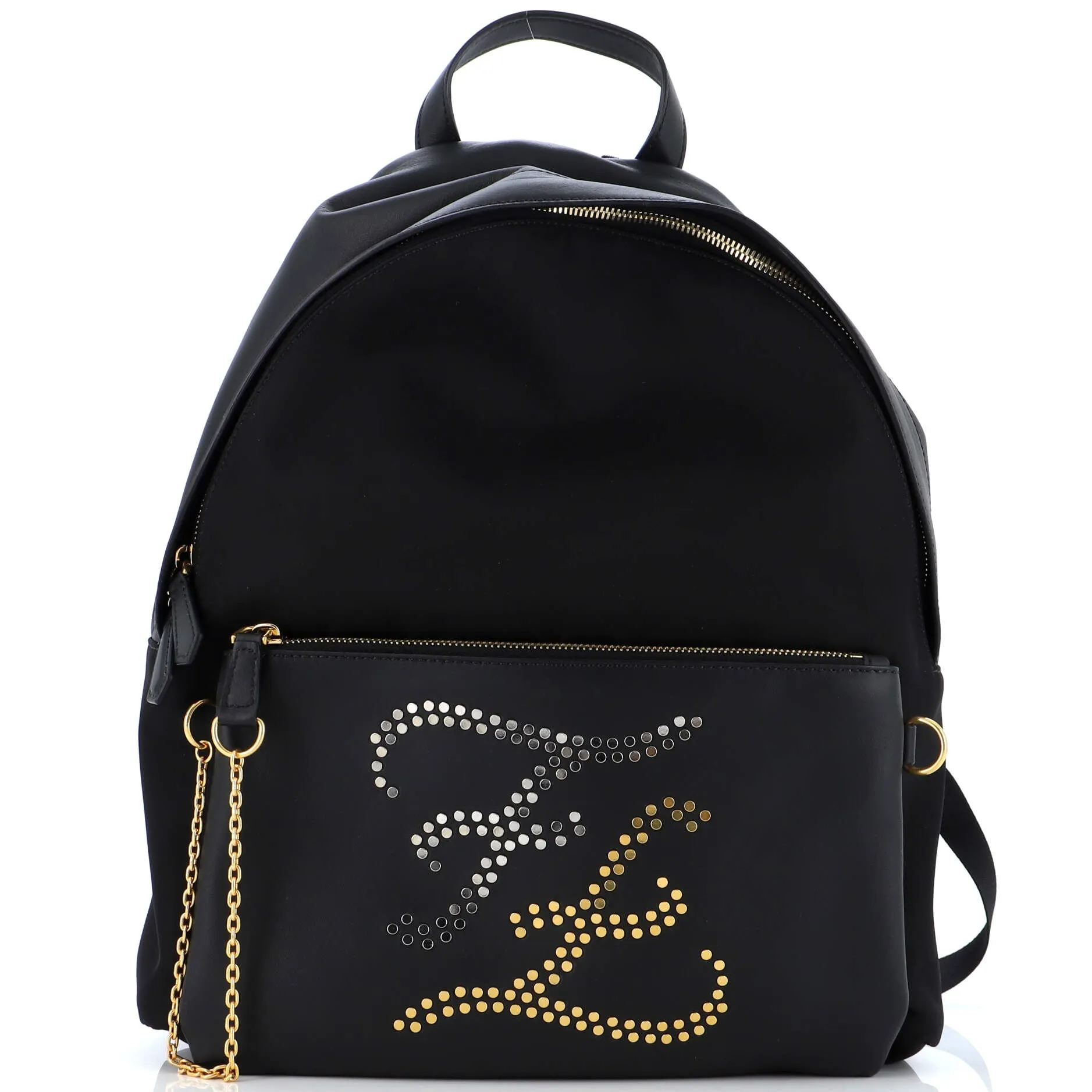 FENDI Karligraphy Backpack Nylon with Studded Leather Large